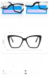 Detailed measurement guide and technical specifications for butterfly frame glasses