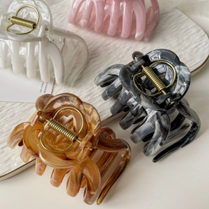 Ink marble large hair claw clips set in four colors for thick hair styling