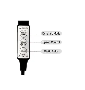 5V USB RGB LED controller with three buttons for mode, speed, and color control