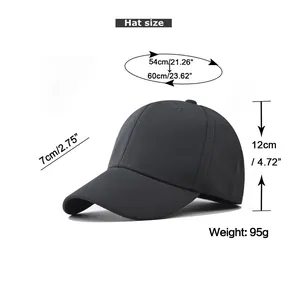 Detailed size diagram with measurements for elastic breathable solid color baseball cap