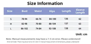 Detailed size guide table with measurements for the elegant off-shoulder bodycon dress