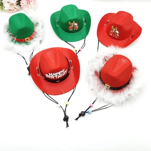 Chapeau Cowboy Pour Animaux Feutre Miniature Noël Anniversaire Thanksgiving Fête Chapeaux Décoratifs Avec Cordon Réglable