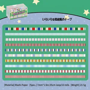 Makroansicht der Retro-Pixel-Washi-Tapes im Set mit 10 Rollen in 7mm Breite