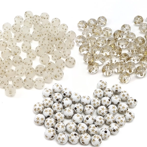 Mix of 8mm and 10mm frosted and clear acrylic star beads for DIY jewelry making