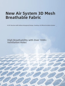 Dettaglio macro del tessuto a rete 3D traspirante con oltre 1000 fori di ventilazione per cuscini
