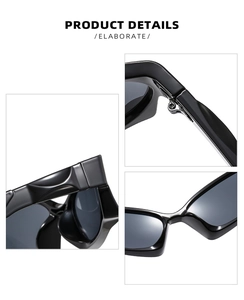Close-up of sturdy metal hinges and integrated nose pads on Y2K wrap sunglasses