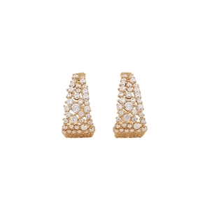 Boucles d'oreilles en U plaqué or 18k avec zircons étincelants de style minimaliste chic