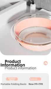 Faltbares Waschbecken aus PP und TPR in Rosa und Transparent für einfache Aufbewahrung