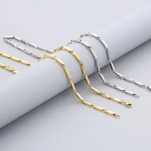 Geometric Prism Titanium Steel Spliced Chain Necklace Industrial Minimalist Unisex Fashion Metal Jewelry