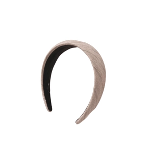 Korean style brown herringbone pattern fabric headband with non-slip inner lining for women
