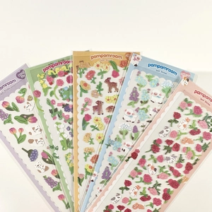 Five-pack set of cute laser cartoon stickers featuring cat, deer, and hamster motifs