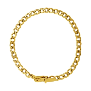 Chunky 18k gold plated stainless steel curb chain bracelet with buckle clasp
