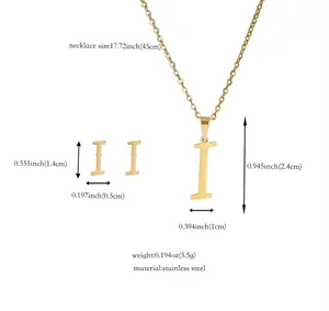 Tabella taglie dettagliata per set collana e orecchini lettera I in acciaio inossidabile