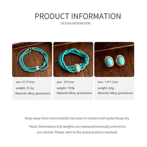 Spécifications du kit de bijoux vintage avec pierres vertes et alliage doré élégant