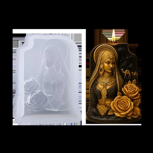 Stampo 3D in silicone con donna araba, rosa e cammello per candele profumate e saponi