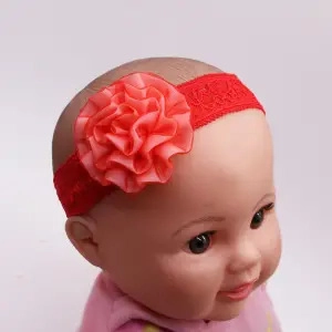 Bandeau bébé en dentelle rouge avec grande fleur, accessoire de cheveux chic pour fillettes