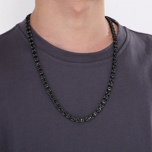 Men's black titanium steel braided chain necklace with stainless steel jewelry clasp