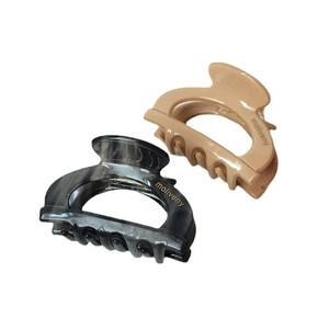 Pearlescent hollow acetate hair claw clips in dark grey and beige for half-up hair styles