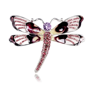 Dragonfly Brooch Alloy Rhinestone Enamel Vintage Insect Pin Fashion Jewelry Women Cardigan Shawl Accessory Elegant