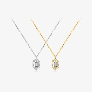 925 Sterling Silver Hexagon Pendant Necklace Elegant Zirconia Inlaid Clavicle Chain Jewelry Accessory For Women Party Gift