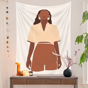 Minimalistischer Wandteppich mit abstraktem Frauenmotiv für moderne Wohndekoration