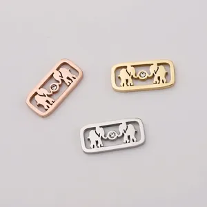 Hollow Elephant Pendant Charms 304 Stainless Steel Rhinestone Rectangular DIY Jewelry Making Accessories Mirror Polished