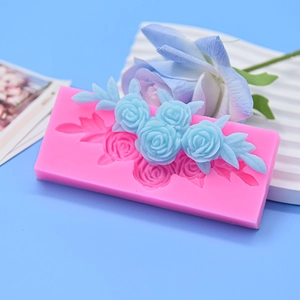 Silikonform für 4 Rosenformen für Fondant, Schokolade und Tortendekorationen