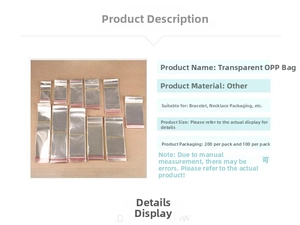 Clear OPP plastic jewelry bags with red seal in various sizes for earrings and bracelets