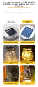 Detailed comparison of solar crackle glass jars highlighting upgraded panels and LED brightness