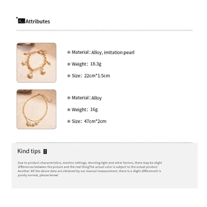 Spécifications détaillées de taille et de poids pour bijoux dorés avec breloques