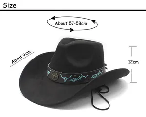 Guide des tailles pour chapeau de cowboy, tour de tête 57-58cm et bord 9cm