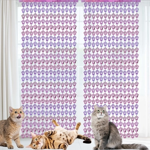Rideau à franges de pattes de chat roses et mauves pour décor de fête d'animaux