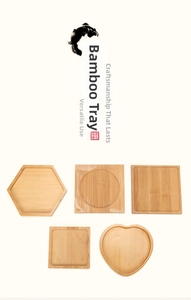 Various shapes of bamboo mosaic DIY craft trays including heart and hexagon bases