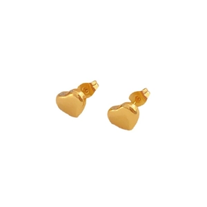 Boucles d'oreilles puces cœur 3D minimalistes en acier titane doré au fini métallique lisse