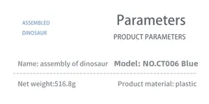 Scheda tecnica dettagliata per giocattolo dinosauro da assemblare in plastica da 516g