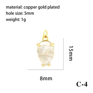 Detailed dimensions of 18K gold plated heart teardrop pendant with colorful gemstone