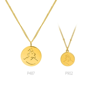 Colliers dorés minimalistes avec pendentifs portraits abstraits pour femmes