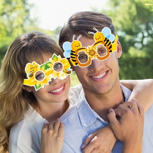 Cute bee and sunflower themed party glasses props for birthday celebration photo booths