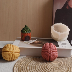Stampo in silicone a forma di cervello per candele fai-da-te con campioni finiti fatti a mano