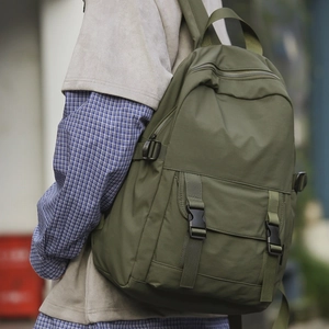 Mochila ejecutiva de Oxford verde oscuro impermeable con hebillas dobles y gran capacidad