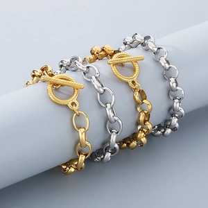 Stainless Steel Round Link Necklace And Bracelet With OT Buckle Fashion Punk Hip Hop Jewelry For Men And Women