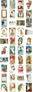 Matrix layout of 40 vintage Christmas stickers featuring Santa and festive retro themes
