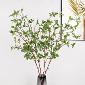 Artificial Milan Leaf Greenery Branch Realistic Plastic Plant With Iron Wire Stem Home Wedding Decor Landscape Arrangement