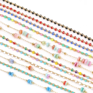 Colorful drip oil stainless steel beaded chain for DIY necklaces and punk jewelry