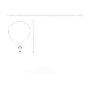Detail specifications for cross pendant necklace with material, weight, and size dimensions