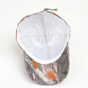Tactical camo baseball hat with breathable mesh lining and structured crown for outdoors