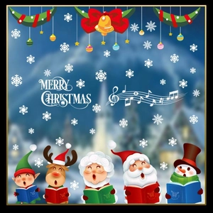 Stickers de Noël cartoon avec Père Noël et renne pour décoration murale festive