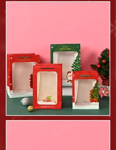 Christmas gift bags with transparent windows, Merry Christmas gold stamping and holiday patterns