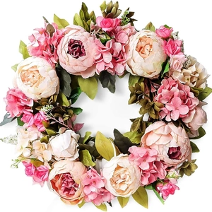 Artificial Peony Hydrangea Wreath For Front Door Home Decoration Spring Flower Garland Wedding Wall Hanging Ornament