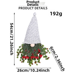 Christmas gnome wreath details with size 54x26cm and weight 192g on white background